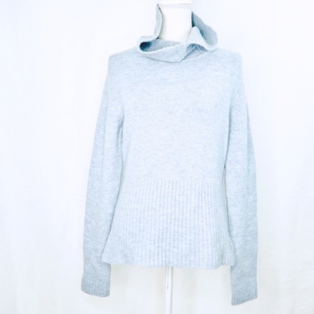 LOFT Size M Pale Blue Cowlneck Knit Sweater